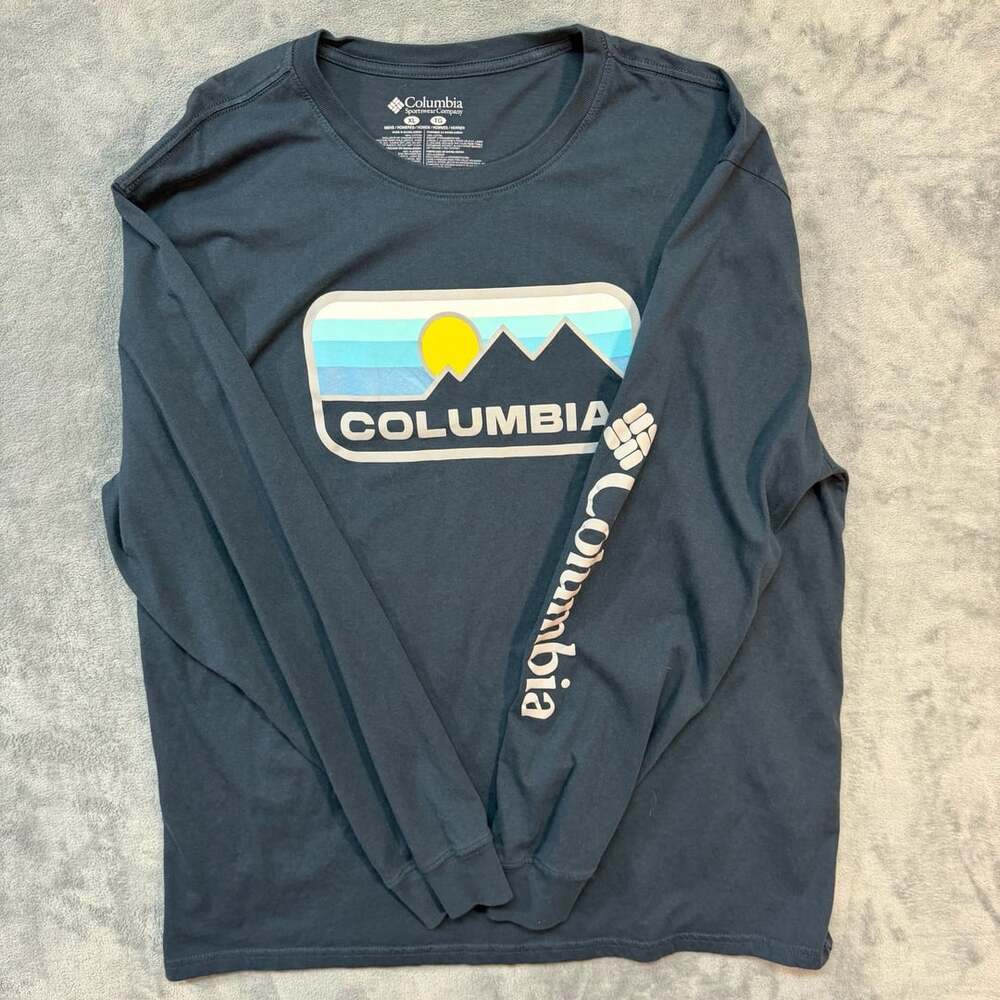 Columbia Long Sleeve Mountain Graphic Shirt Size XL Blue